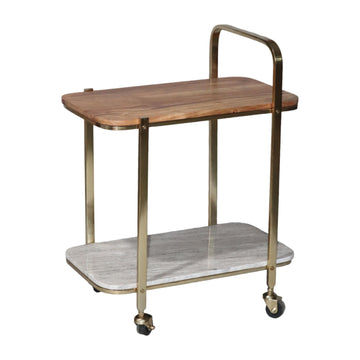 31" Marble Shelf Bar Cart - Gold