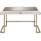 Boice - Vanity Desk - White PU & Champagne Finish