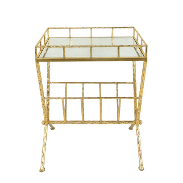 Accent Table, Mirror With Magazine - Gold