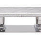 Zander - Coffee Table - White Printed Faux Marble & Mirrored Silver Finish