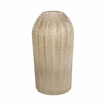 12" Caviar Large Artisan Blown Glass Vase - Beige