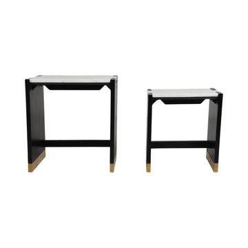 20" / 24" Walker Acacia Wood Accent Tables (Set of 2) - Black / White