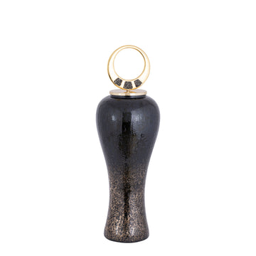 27" Arielle Small Pyrite Stone And Metal Oversized - Black