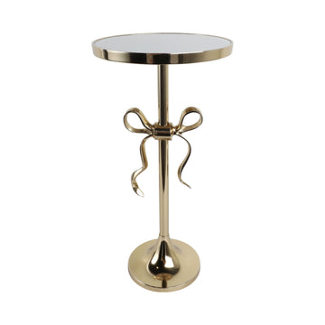 York Bow Table With Marble Tabletop - Gold