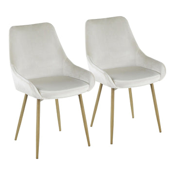 Diana - Chair - Satin Brass Metal And Cream Velvet (Set of 2)