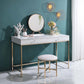 Ottey - Vanity Desk - White High Gloss & Gold Finish