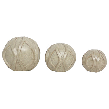 Townsend Ceramic Deco Balls 4/5/5" (Set of 3) - Beige