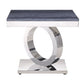 Zasir - End Table - Gray Printed Faux Marble & Mirrored Silver Finish