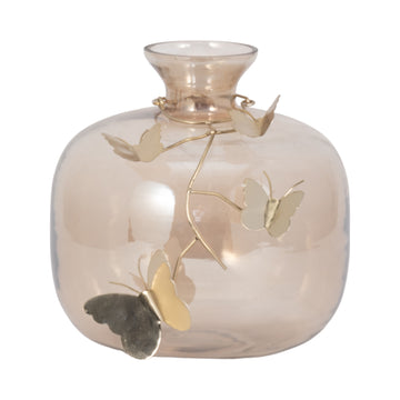 Vase With Butterfly Garland - Gold