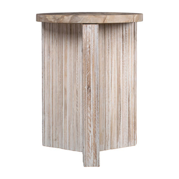 Petrified Teak Accent Table - Cream