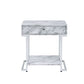 Wither - Accent Table - White Printed Faux Marble & Chrome Finish