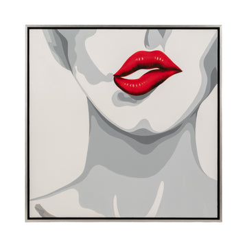 47" X 47" Hand Painted Lip Bite - White