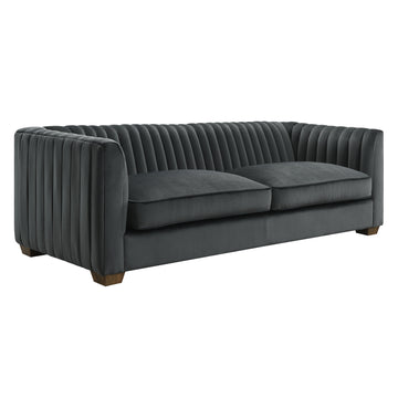 Scalloped 3-Seater Feather Seat Sofa - Dark Gray