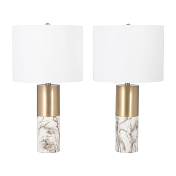 Metal 24" Table Lamp (Set of 2) - White