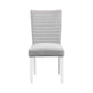 Elizaveta - Side Chair (Set of 2) - Gray Velvet, Faux Crystal Diamonds &White High Gloss Finish