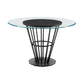 Veronica Shannon -Round Glass Dining Table Set - Matte Black Legs