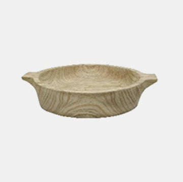 16" Round Wood Bowl With Handles - Natural