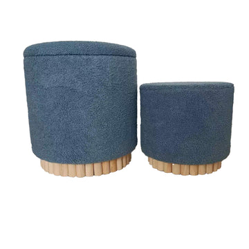 13" / 19" Boucle Ottoman Fluted (Set of 2) - Blue