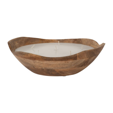 9" 14 Oz Vanilla Curvy Wood Bowl Candle - Natural