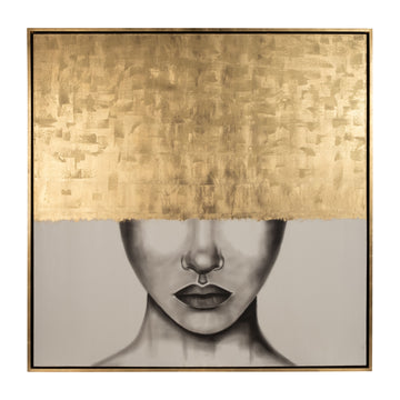 71" x 71" Hand Painted Gold Streak Woman