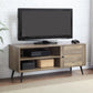 Baina II - TV Stand - Rustic Oak & Black Finish