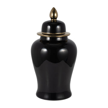 24" Temple Jar - Black / Gold