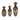 12" / 13" / 18" Quincy Glass Bottles With Metal Flwer Topper (Set of 3) - Black