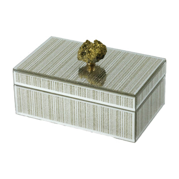 Glass 8X5" Jewelry Box Stone Top - Gold