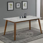 Everett - Faux Marble Top Dining Table - Natural Walnut And White