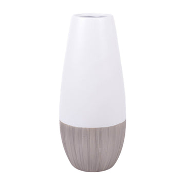 Ceramic 17" 2-Tone Vase - Cream/White