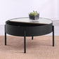 Ozella - Round Coffee Table With Hidden Storage Sandy - Black