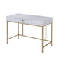 Piety - Vanity Desk - Silver PU & Champagne Finish