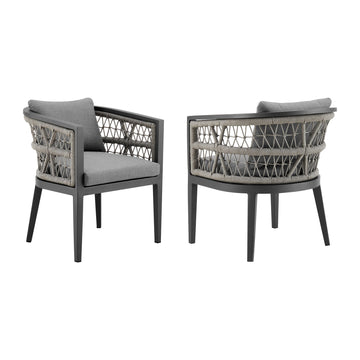 Zella - Outdoor Patio Dining Chair (Set of 2) - Light Gray / Earl Gray