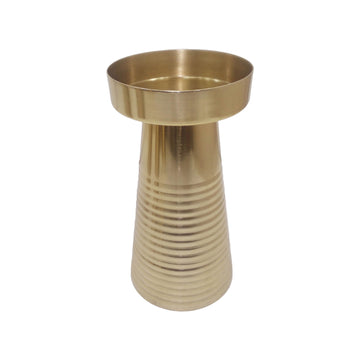 Metal Striped Pillar 10" - Gold