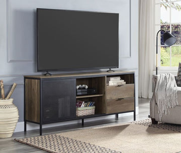 Nantan - TV Stand - Rustic Oak & Black Finish - 28"