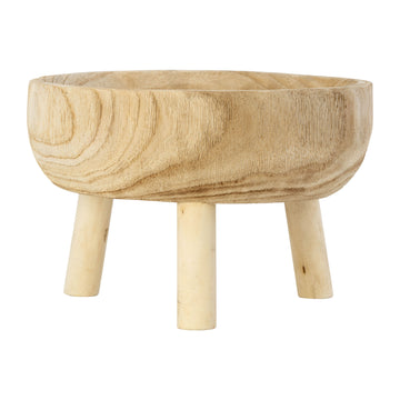 Wood Bowl With Legs 11" - Natural