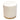 Sorbet Round Accent Ottoman in Cream Velvet w/ Gold Metal Band Accent