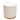 Sorbet Round Accent Ottoman in Cream Velvet w/ Gold Metal Band Accent