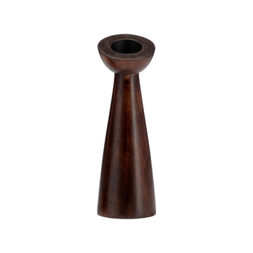 Wood Slanted Candle Holder 9" - Brown