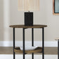 Delfin - Round Glass Top Side End Table - Black And Brown