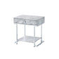 Wither - Accent Table - White Printed Faux Marble & Chrome Finish