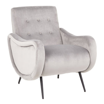 Rafael - Lounge Chair - Black Metal And Silver Velvet