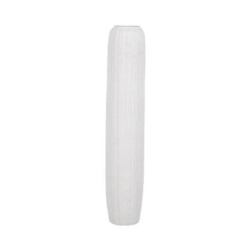 48" Rough Cylinder Floor Vase - White