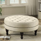 Elchin - Round Upholstered Tufted Ottoman - Oatmeal