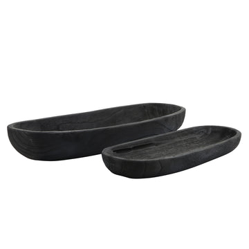 Wood Decor Plates 18 / 24" (Set of 2) - Black