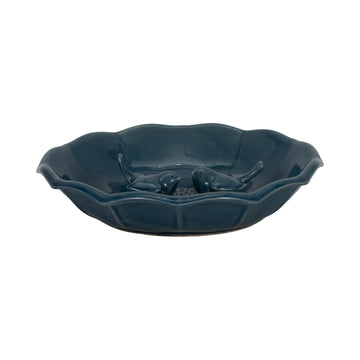 11" Flower Bird Bath - Blue