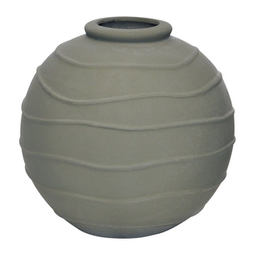 Clay 8" Round Vase With Line Detail - Dark Gray