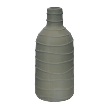 Clay 16" Bottle Vase With Line Detail - Dark Gray