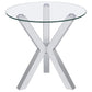 Kenzie - Round Tempered Glass Top End Side Table - Chrome