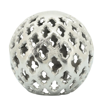 Metal 8" Cut-Out Orb - Silver